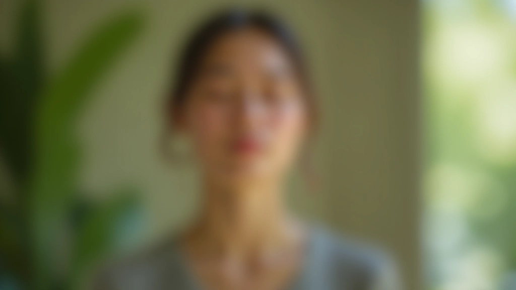 Close-up of person's face during meditation with peaceful serene expression and relaxed facial muscles